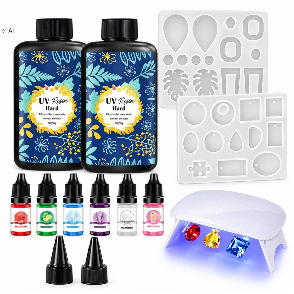 Uv sada pro výrobu šperků z Uv pryskyřice Uv lampa forma Uv pryskyřice 200 ML