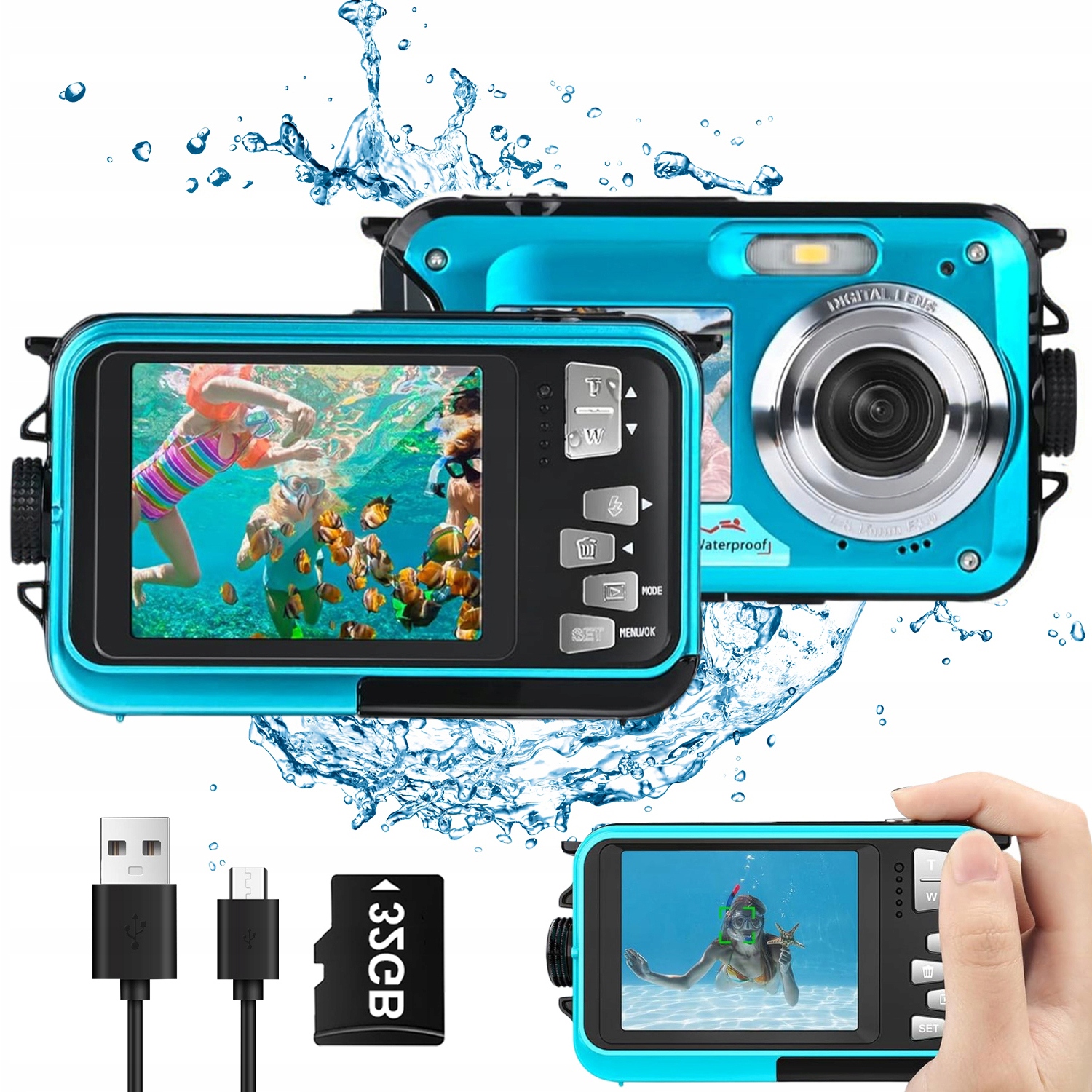 Podvodní Vodotěsný Fotoaparát 16X 2.7K Zoom Karta V Sadě 32 Gb