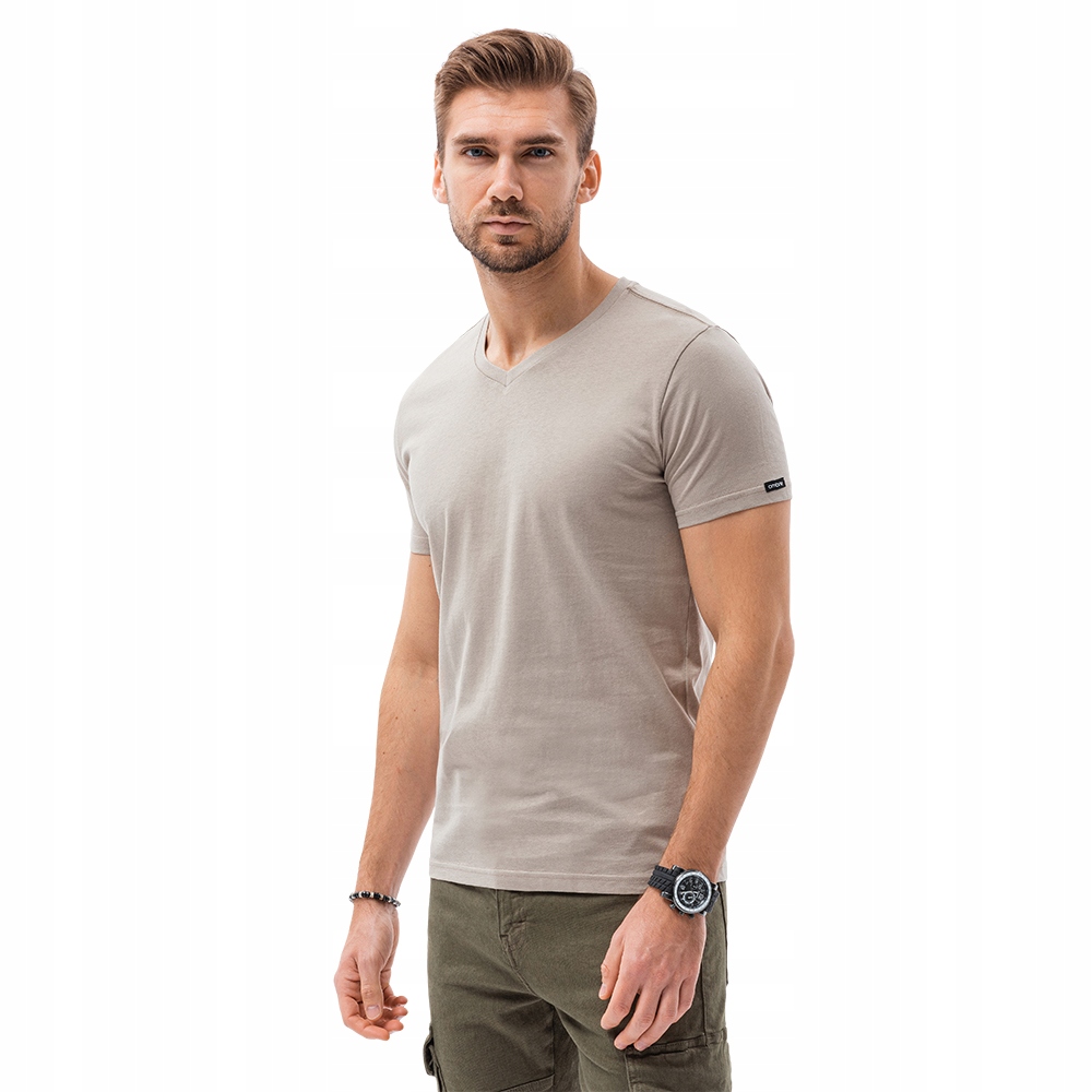 

T-shirt męski bawełniany Basic S1369 j.brązowy XL