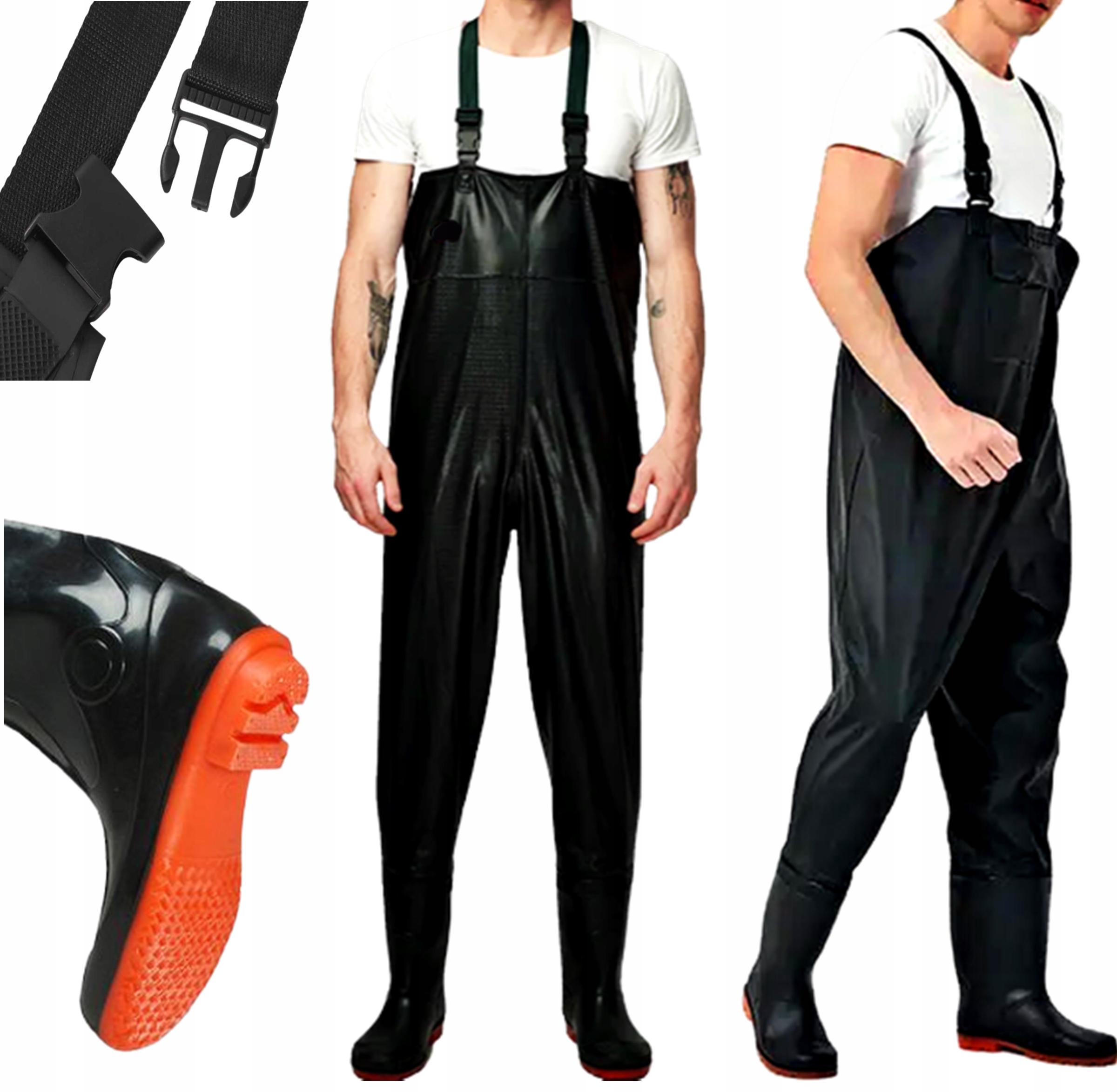 WODERY SPODNIOBUTY WĘDKARSKIE SPODNIE WZMOCNIONE GUMOWCE RYBACKIE ROZM 44