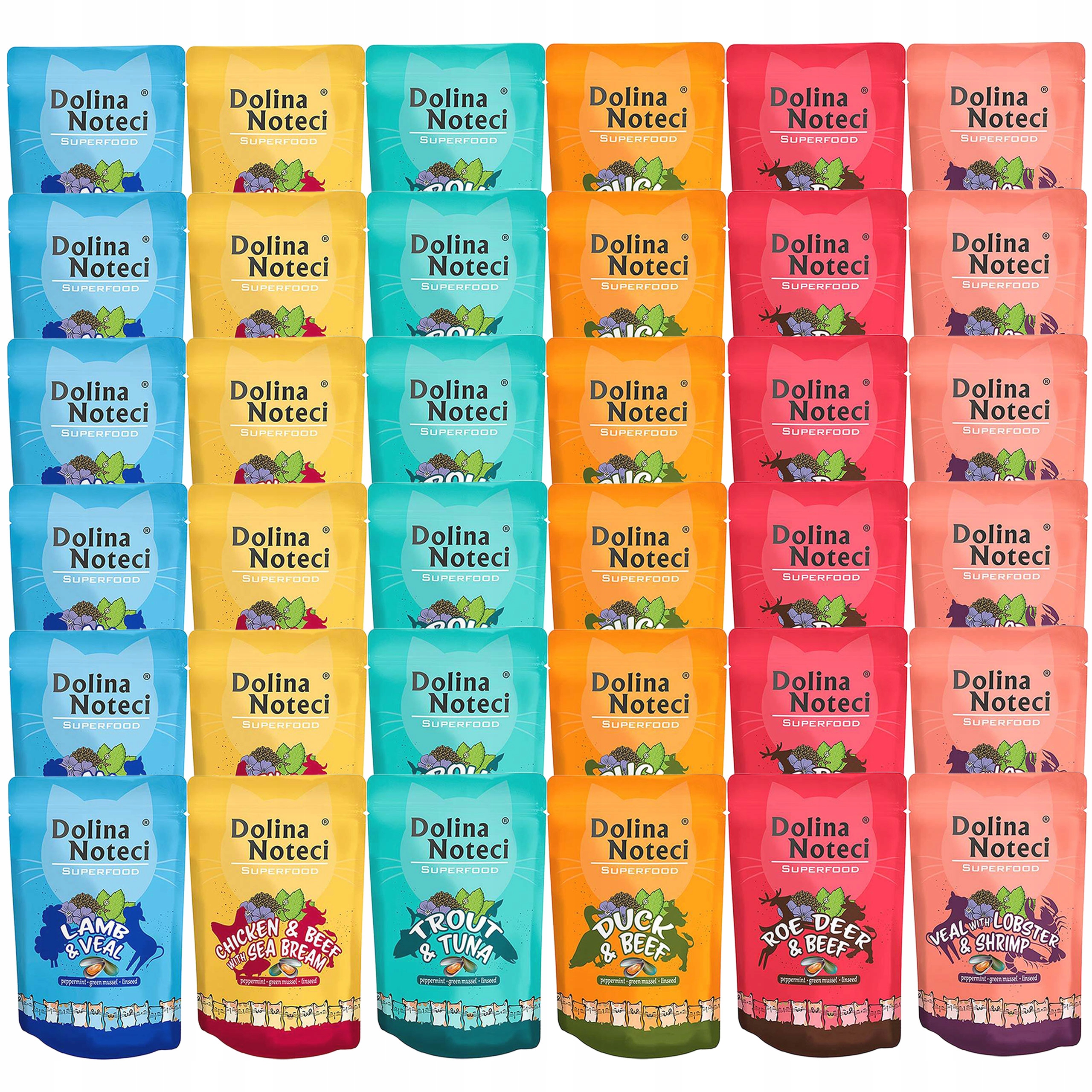 Dolina Noteci Superfood krmivo pro kočky pro kočky mix chutí 36 x 85 g bez obilovin