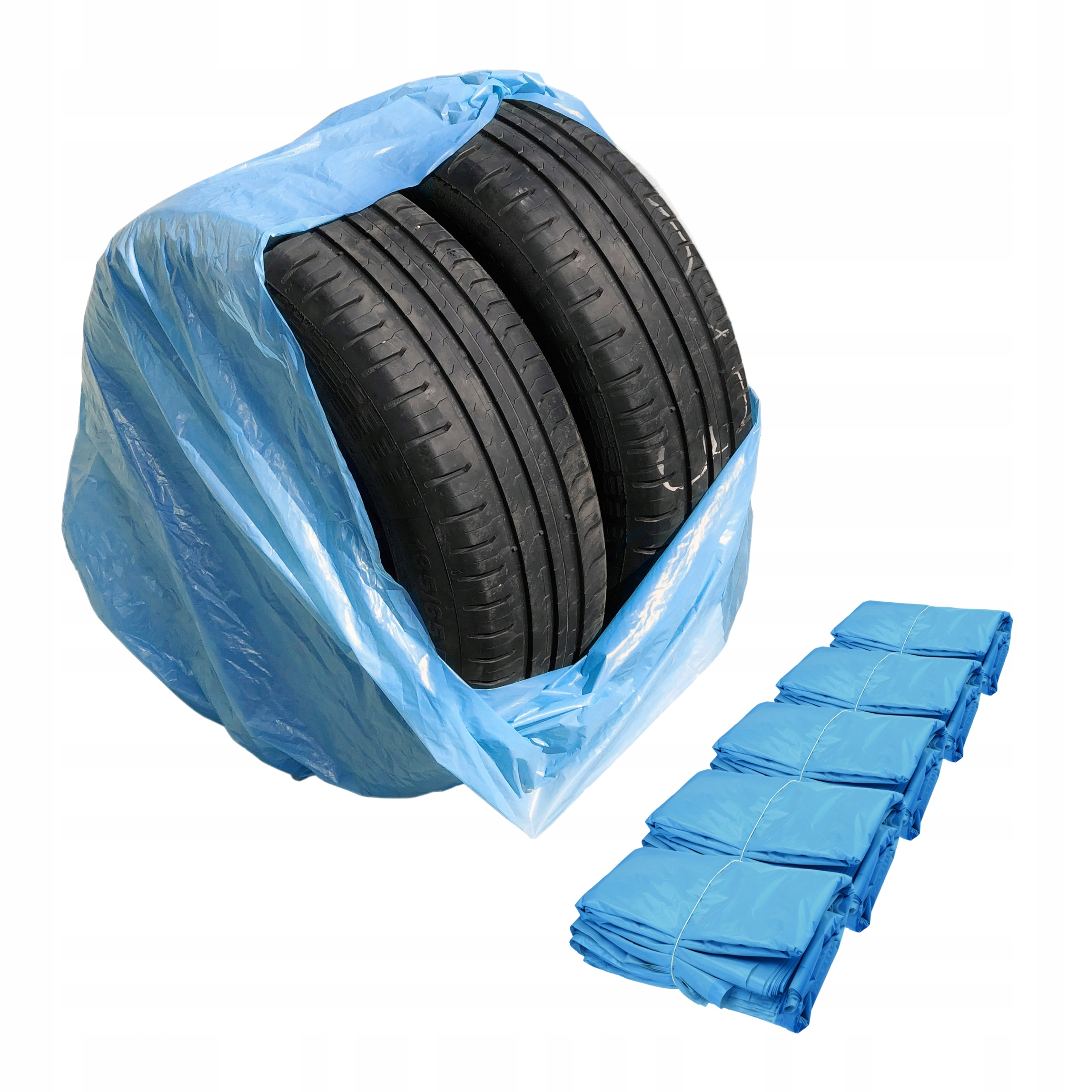 Niebieskie Duże Worki na opony, koła 100 x 100cm Ldpe 30µm 160L Stix 100szt