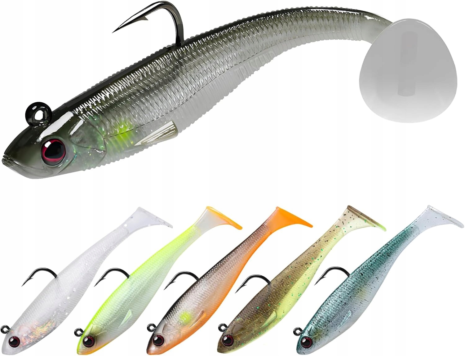 Gumové Spinningové Nástrahy 7,5 CM 11 G 6 Kusů Paddle Tail