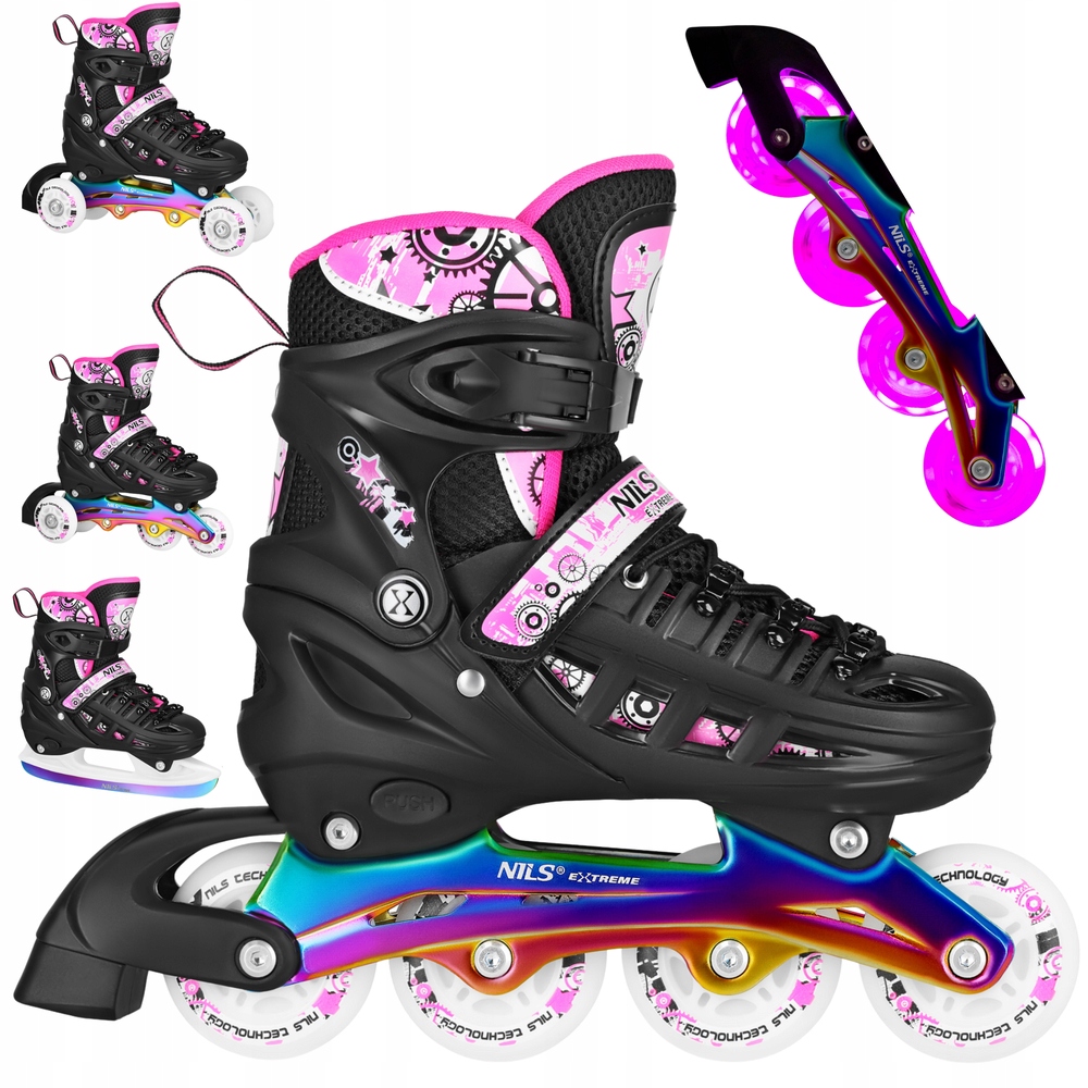 Brusle 2v1 4v1 Kolečkové Brusle Rekreační Brusle Na Led s regulací Kolečkové Brusle pro dítě 31-34