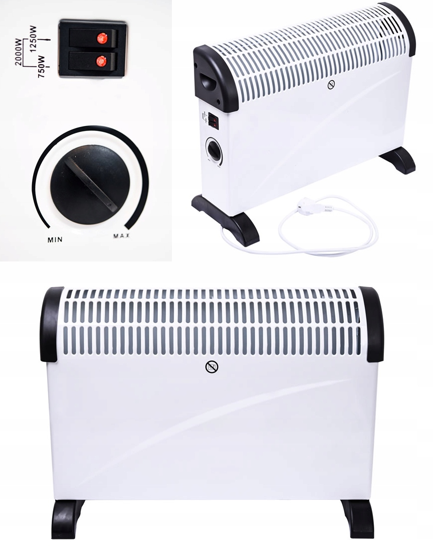 Konvektorový Ohřívač 2000 W, Pracovní Rozsah 750 W 1