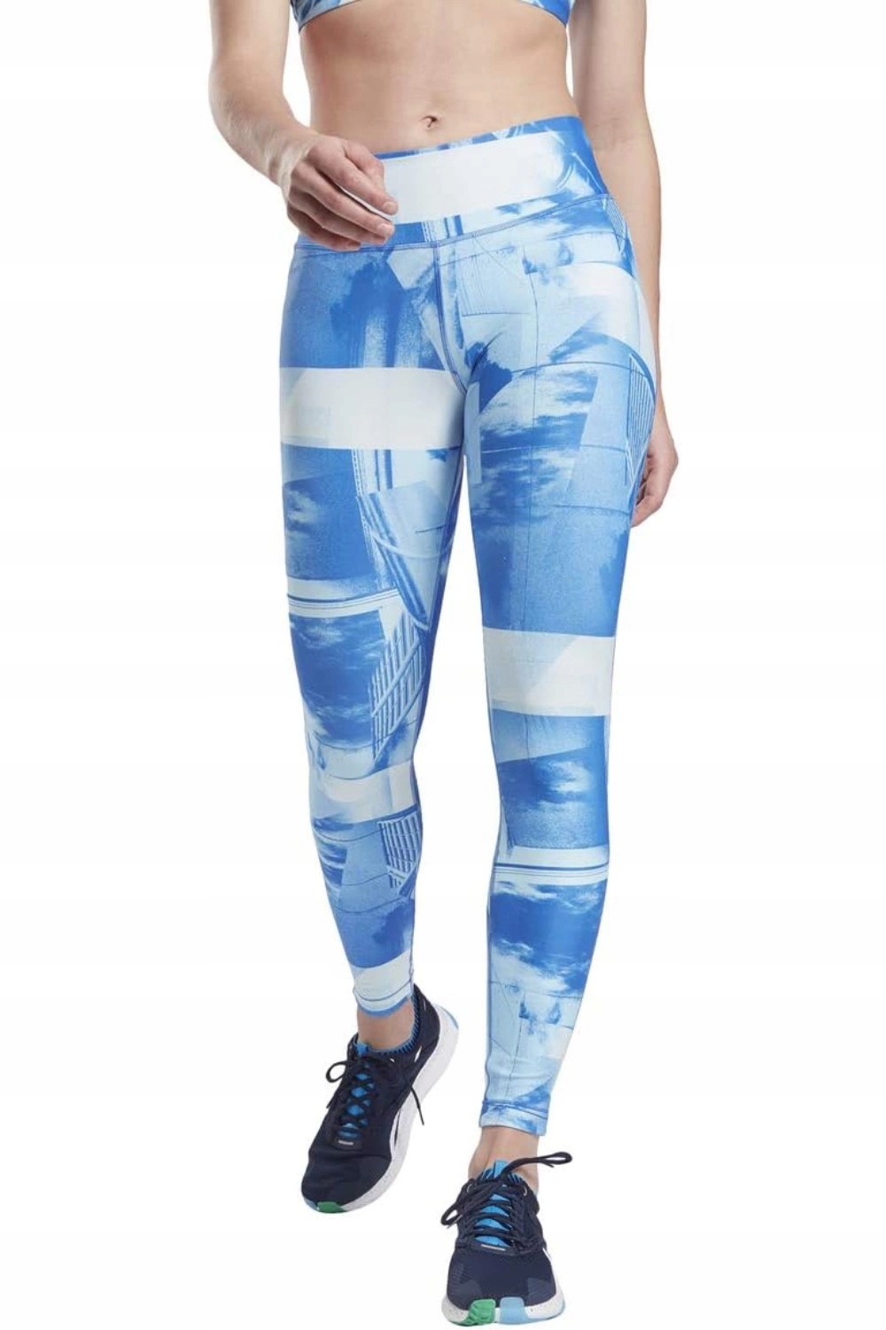 Dámské legíny Reebok sportovní, přiléhavé, modré, tréninkové, velikost vel.