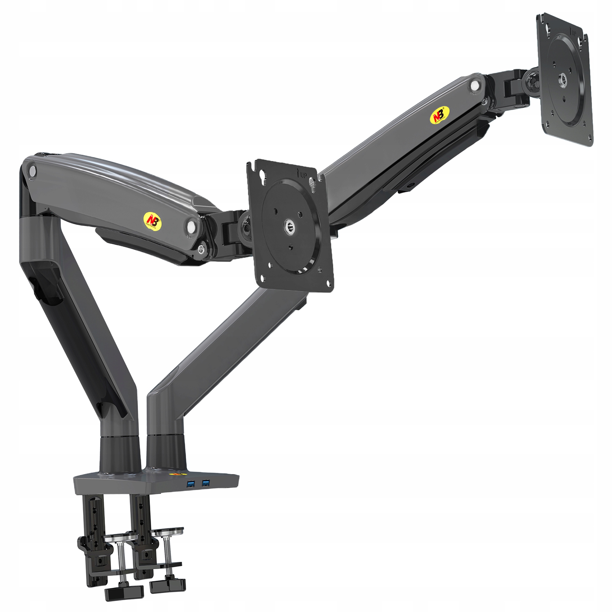 Solidny Regulowany Uchwyt Biurkowy na Dwa Monitory 22"-32" G75