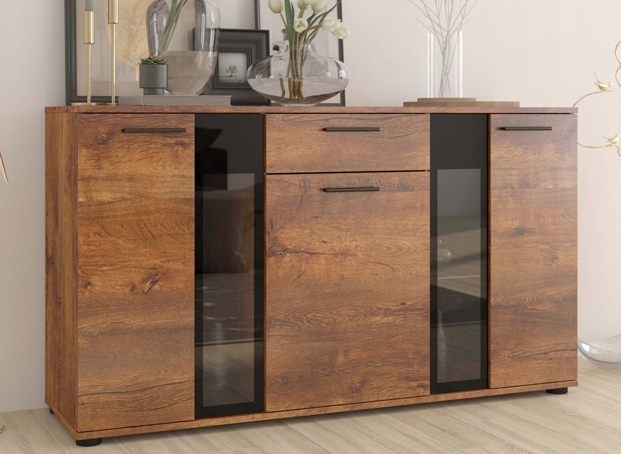 Komoda 3 Skříňky Šuplík Podsvícená Led Salsa Lefkas