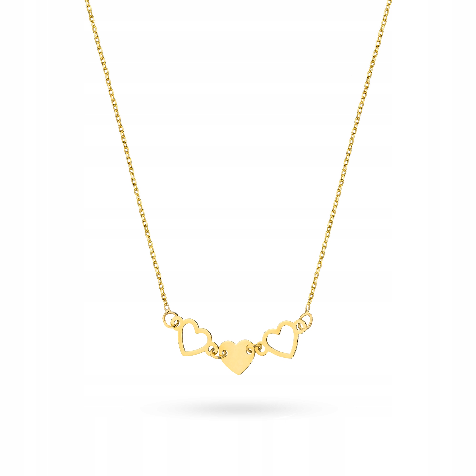 Złoty Naszyjnik Łańcuszek pr. 333 Trzy Połączone Serca Serduszka 14k