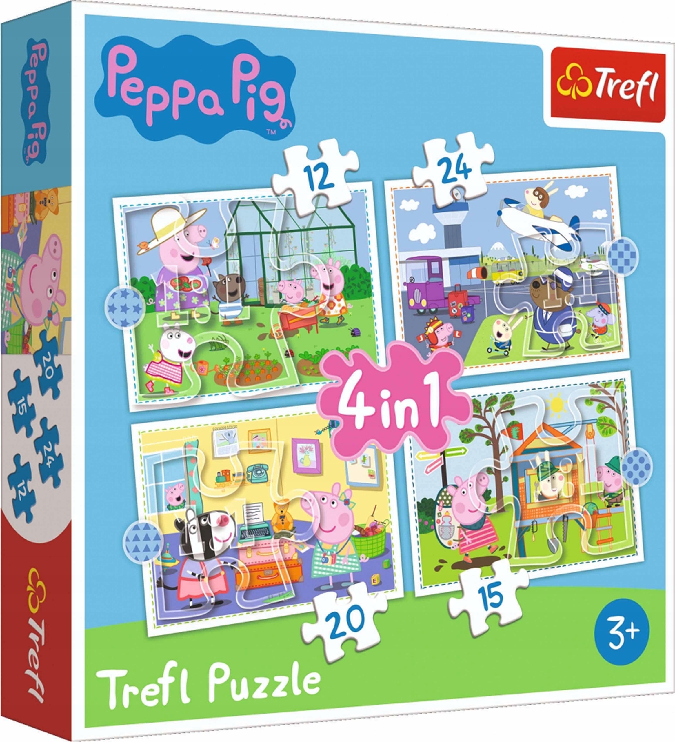 PUZZLE DLA DZIECI 4w1 ŚWINKA PEPPA 4 Układanki 4+