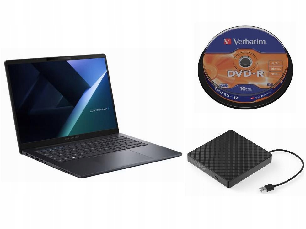 Laptop Asus Windows 11 Pro Intel Core Ultra 5 Zewnętrzny Napęd DVD 10
