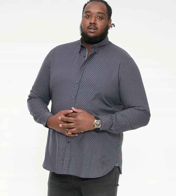 Velká pánská košile s šedým vzorem KEATON-D555