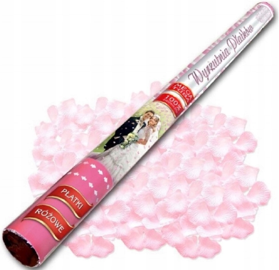 

Wystrzałowe Konfetti Tuba Płatki Róż 60 CM Różowe