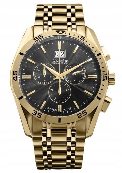 Nový Originální Pánské Hodinky Adriatica A8202.1114CH zlatý chronograf