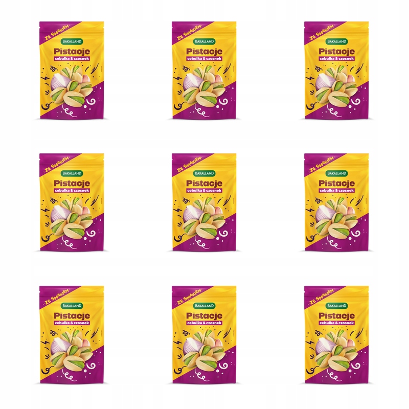 Bakalland Pražené pistácie Onion&amp;Garlic 170 g X9
