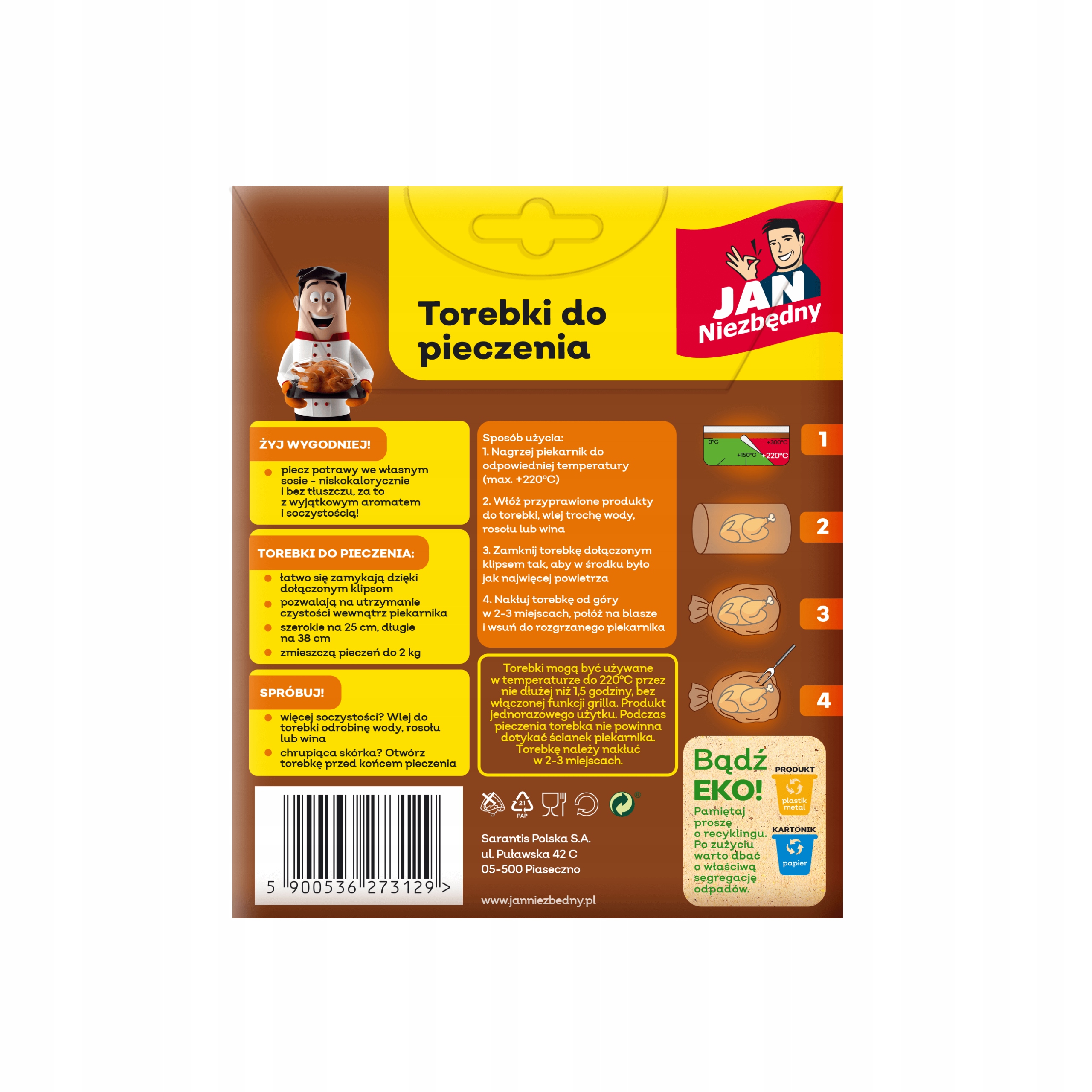 TOREBKI DO PIECZENIA 25X38 CM 5 SZT JAN NIEZBĘDNY Marka Jan Niezbędny