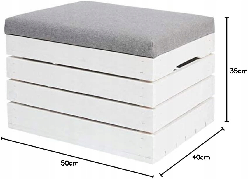 Pufa Kufer Skrzynia Drewniana Jasnoszara 50x40x35cm Producent