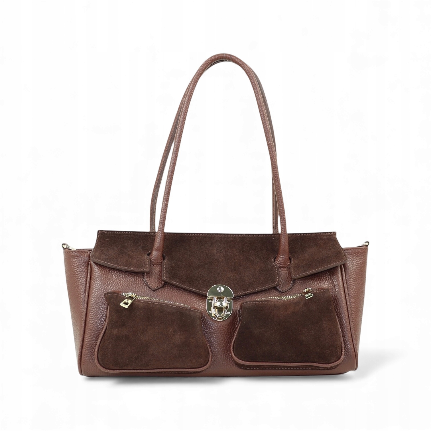 Kožená kabelka Prisca-M Čokoládová Klasická Elegance pro ženy