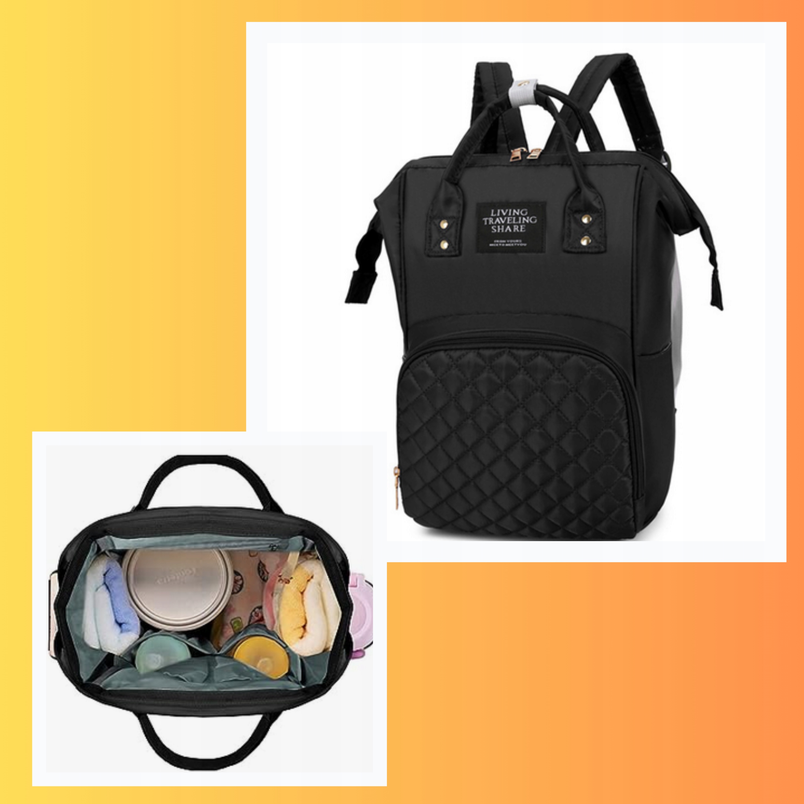 TORBA DO WOZKA PLECAK ORGANIZER DLA MAMY TATY 3W1 Kolor czarny