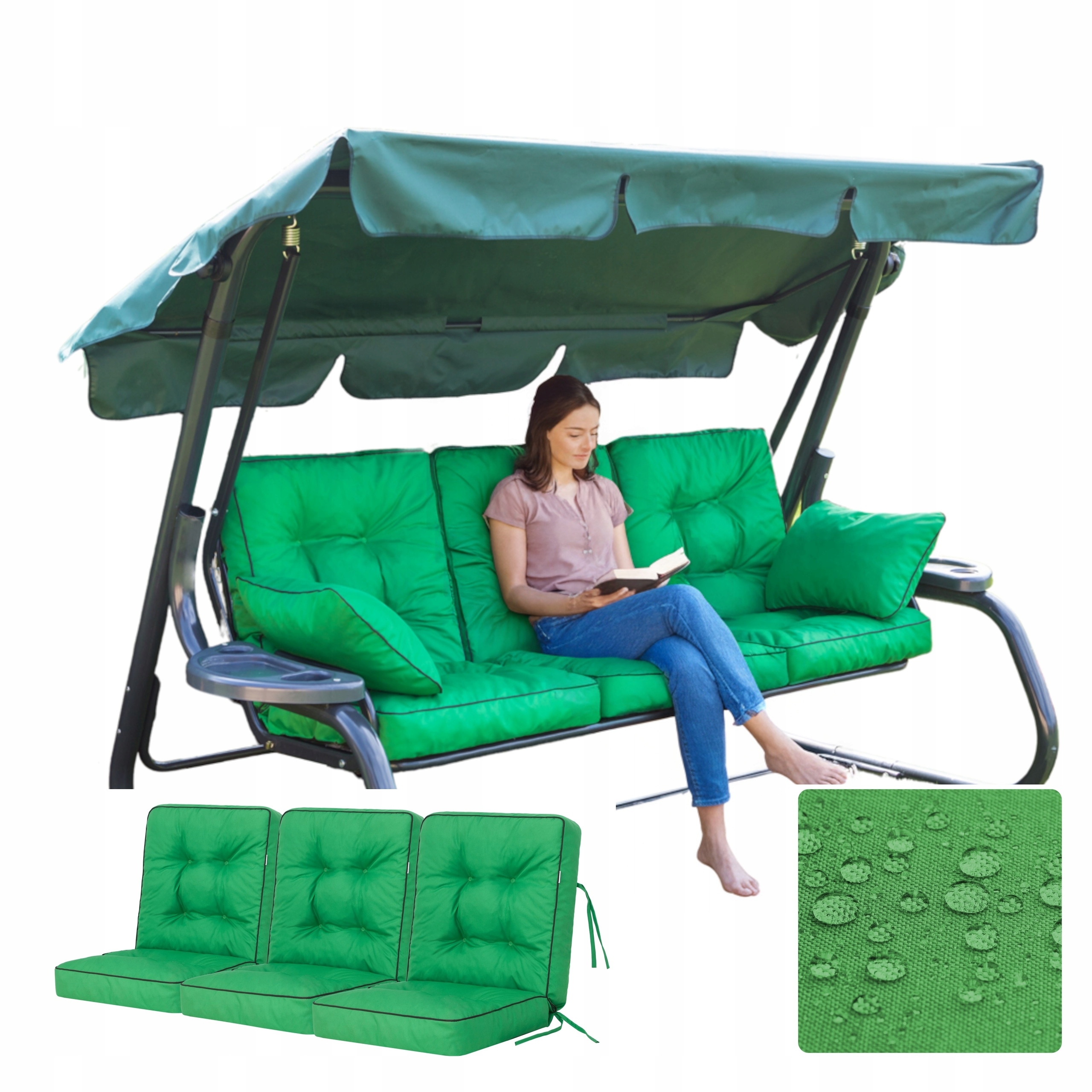 Vankúš na hojdačku, záhradnú lavičku Sada 3 ks Vodotesný proti Uv žiareniu 150 cm