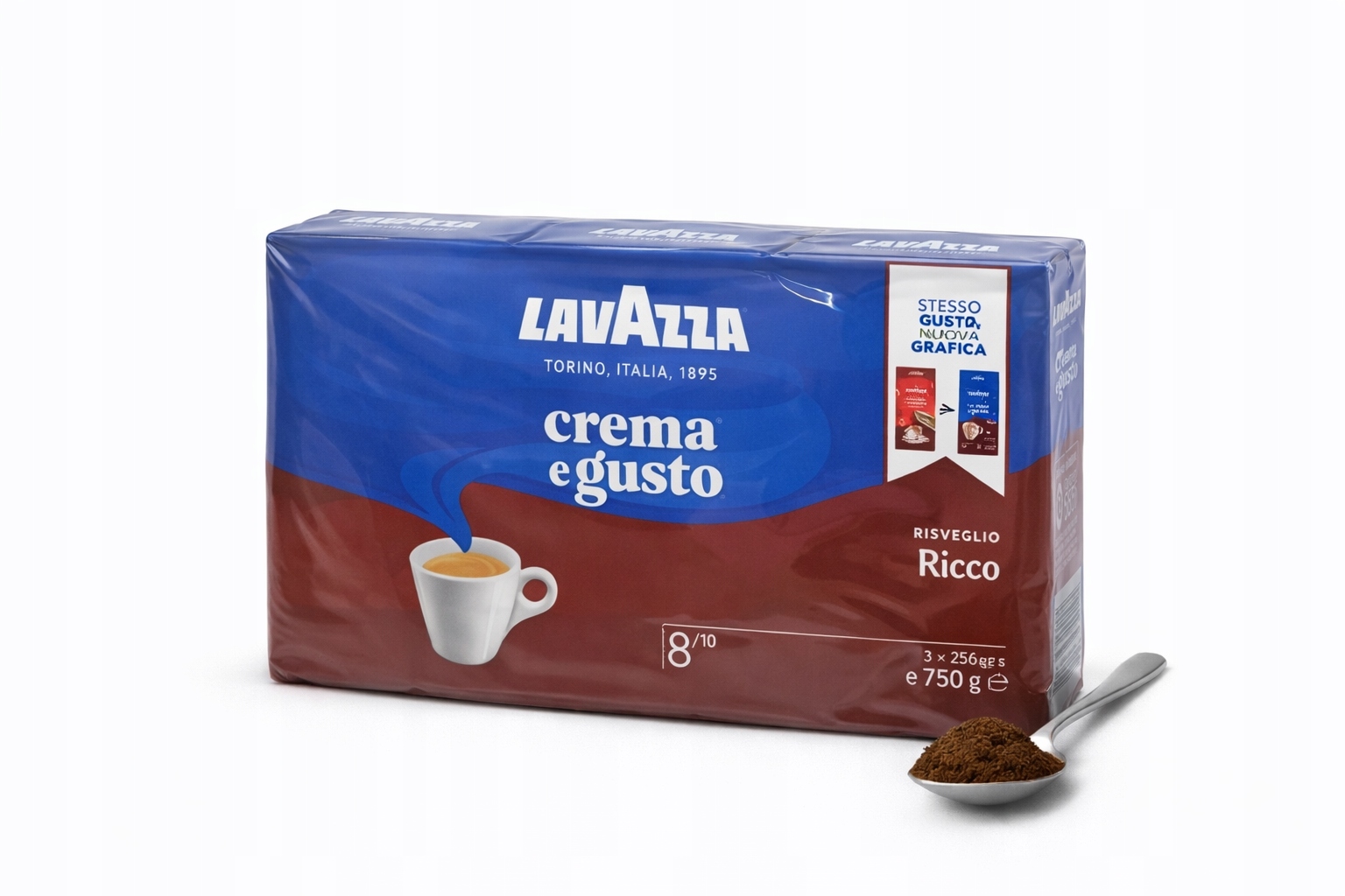 Levně Mletá káva Lavazza Crema e Gusto Ricco 250 g Intenzivní chuť Italská kvalita