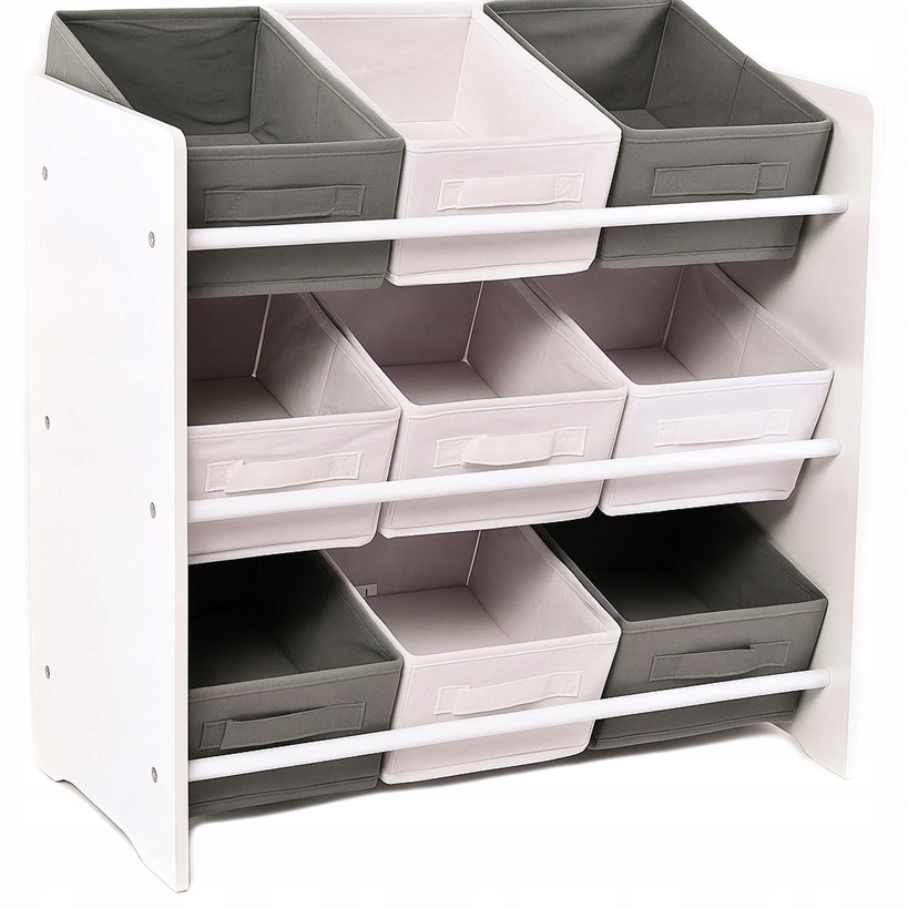 Pilka balta pilka knygų lentyna medinė žaislų dėžutė vaikams organizatorius