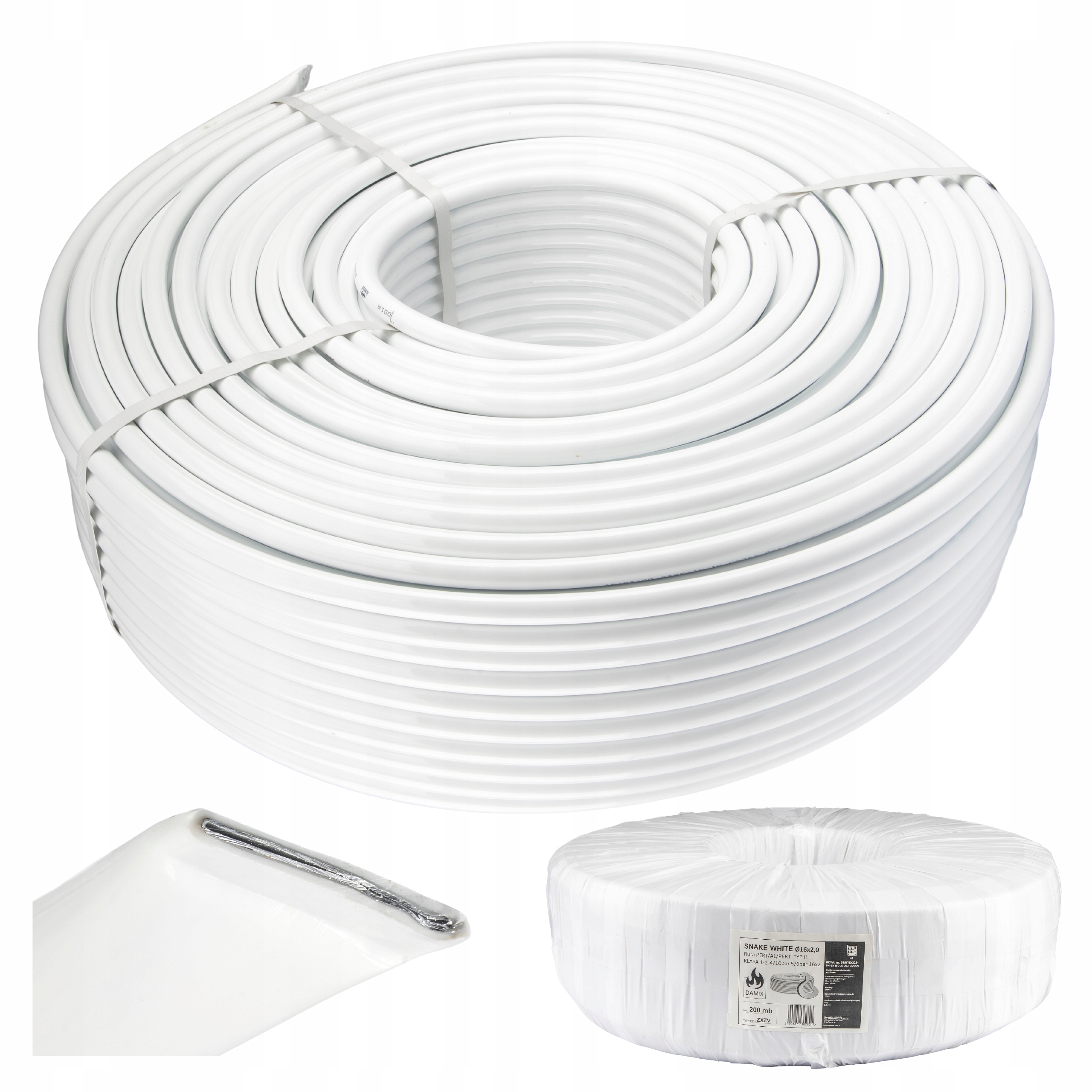 Trubka Pert/al/pert Ø16x2MM Kruh Snake White 200MB Atest Pzh Pro Instalaci Co