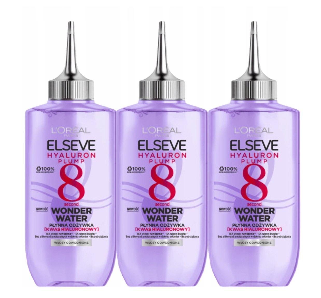 Sada Loreal Elseve Hyaluron Plump Wonder Water 3x tekutý kondicionér 200 Ml