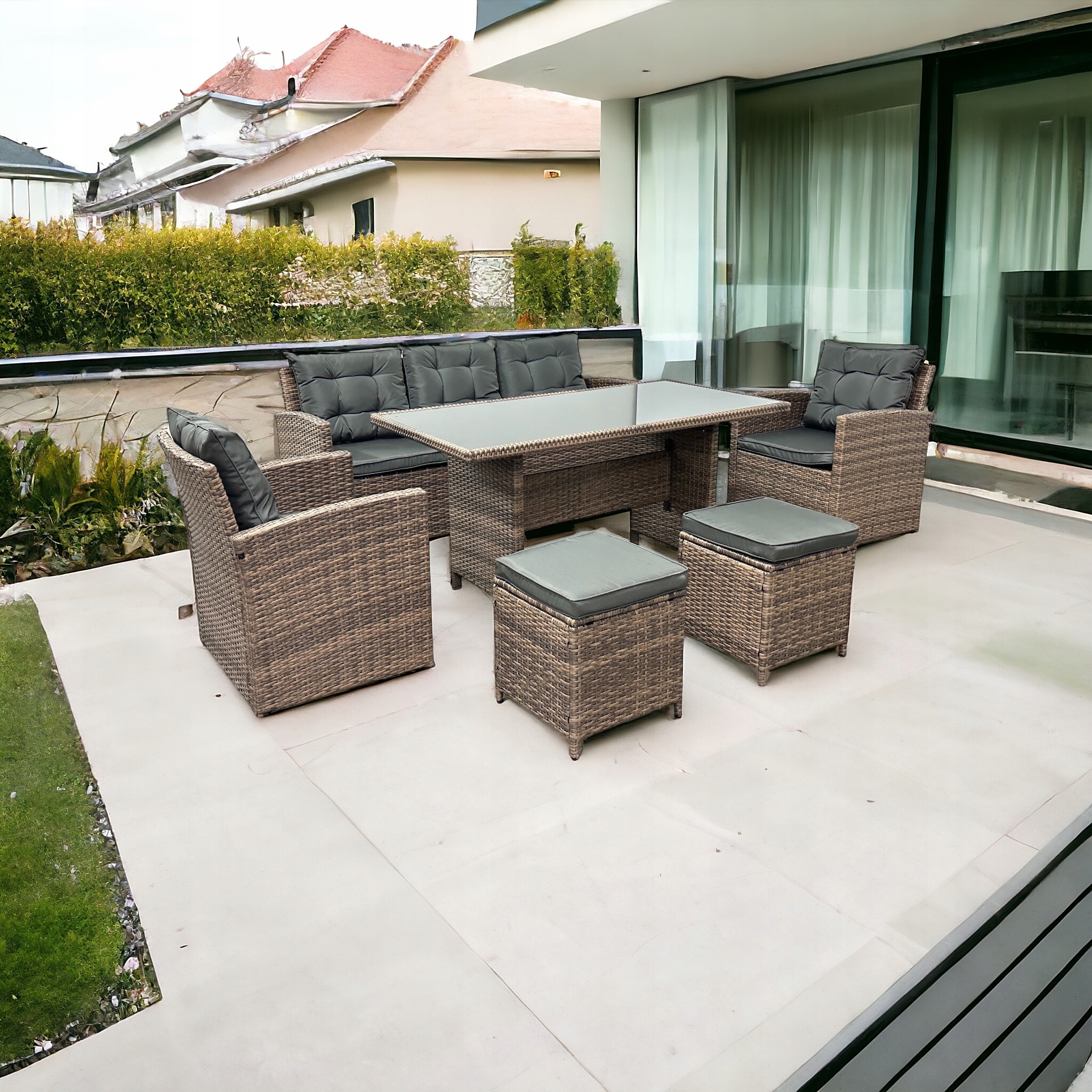 Zestaw mebli ogrodowych MTG TRADE GROUP technorattan szary 6 el. Materiał dominujący technorattan