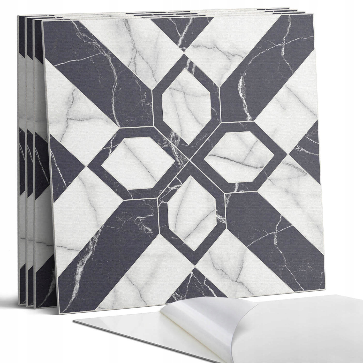Sada Pvc dlaždic Geometrické motivy inspirované mramorem 4 x 50 x 50 cm