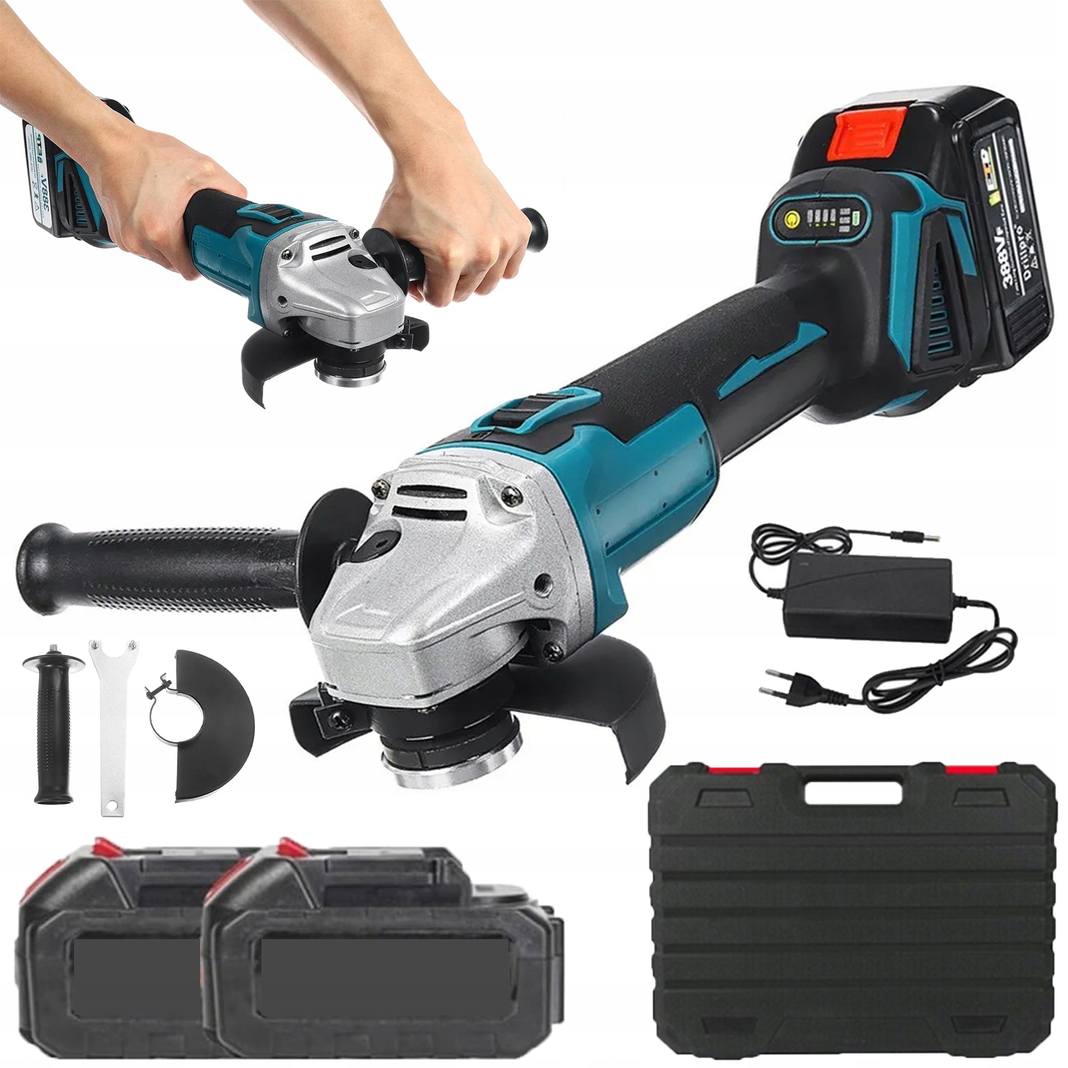 Úhlová Bruska Bezkartáčová Akumulátorová 21V 125 mm Výkonná 800 W 2 Aku