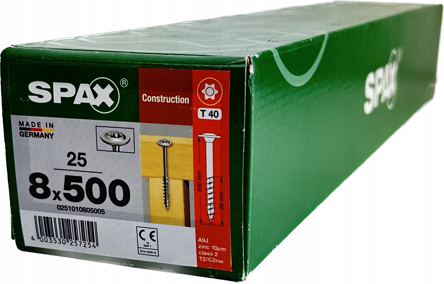 Šrouby pro dřevěné konstrukce 8x500 mm Spax Wirox Talířová hlava 25 Ks