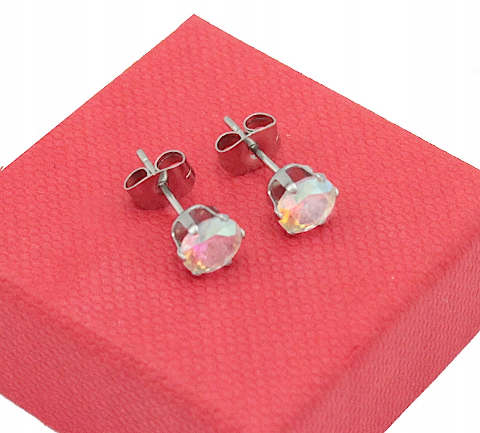 

Kolczyki Srebrne Cyrkonie Opal 7 MM Stal Chirurg.