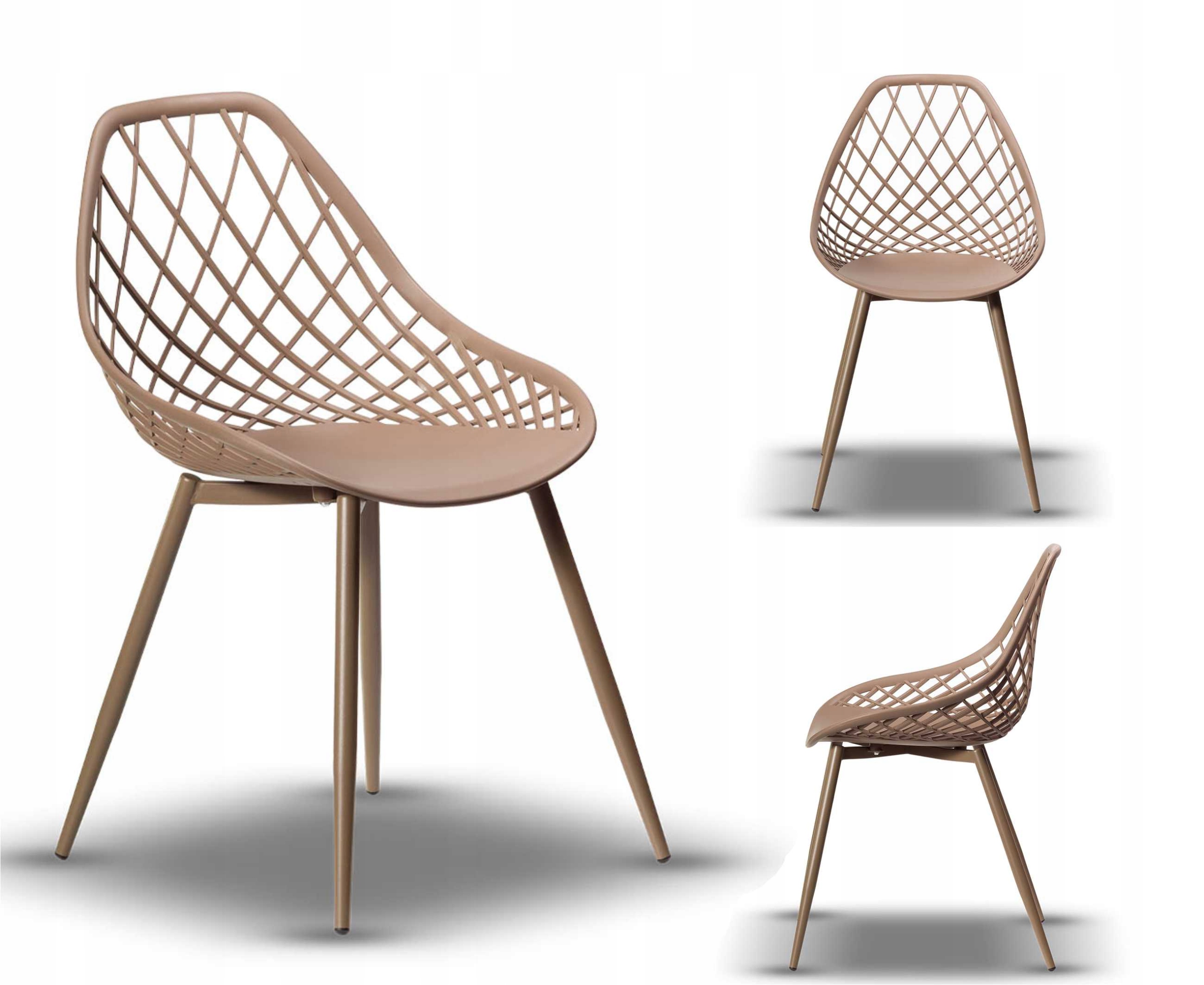 MODNE BEŻOWE AŻUROWE KRZESŁO CHICO JADALNIA SALON