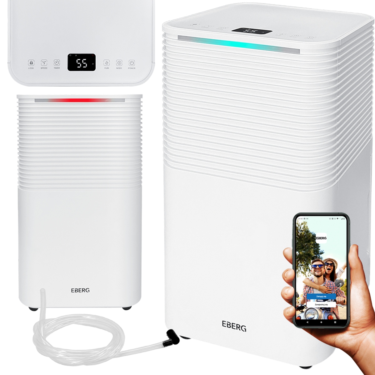 Osuszacz powietrza Eberg Rico pochłaniacz wilgoci 12l/24h WiFi zbiornik 2l