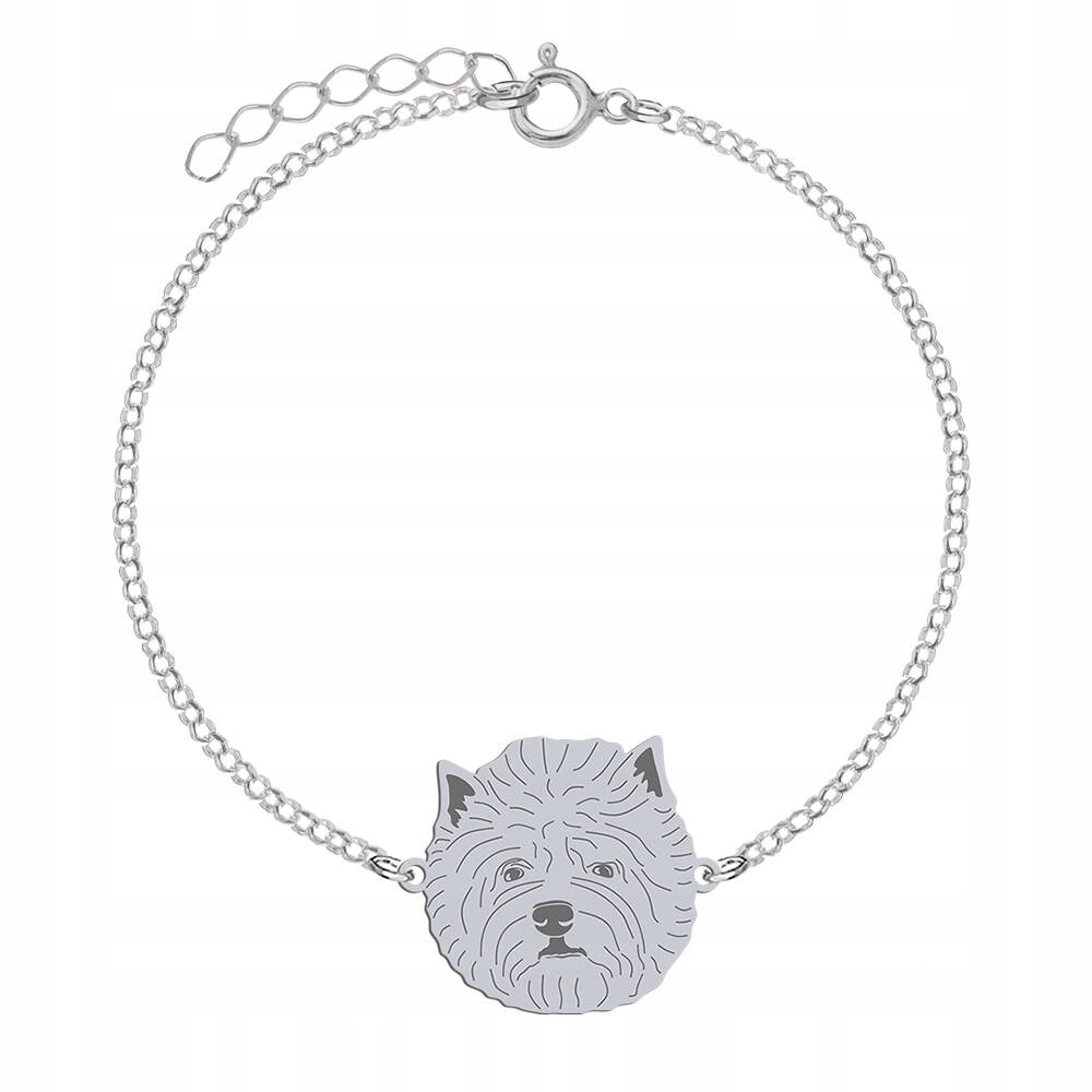 Stříbrný náramek z West Highland White Terrier 925 Žena Gravírování Bonus