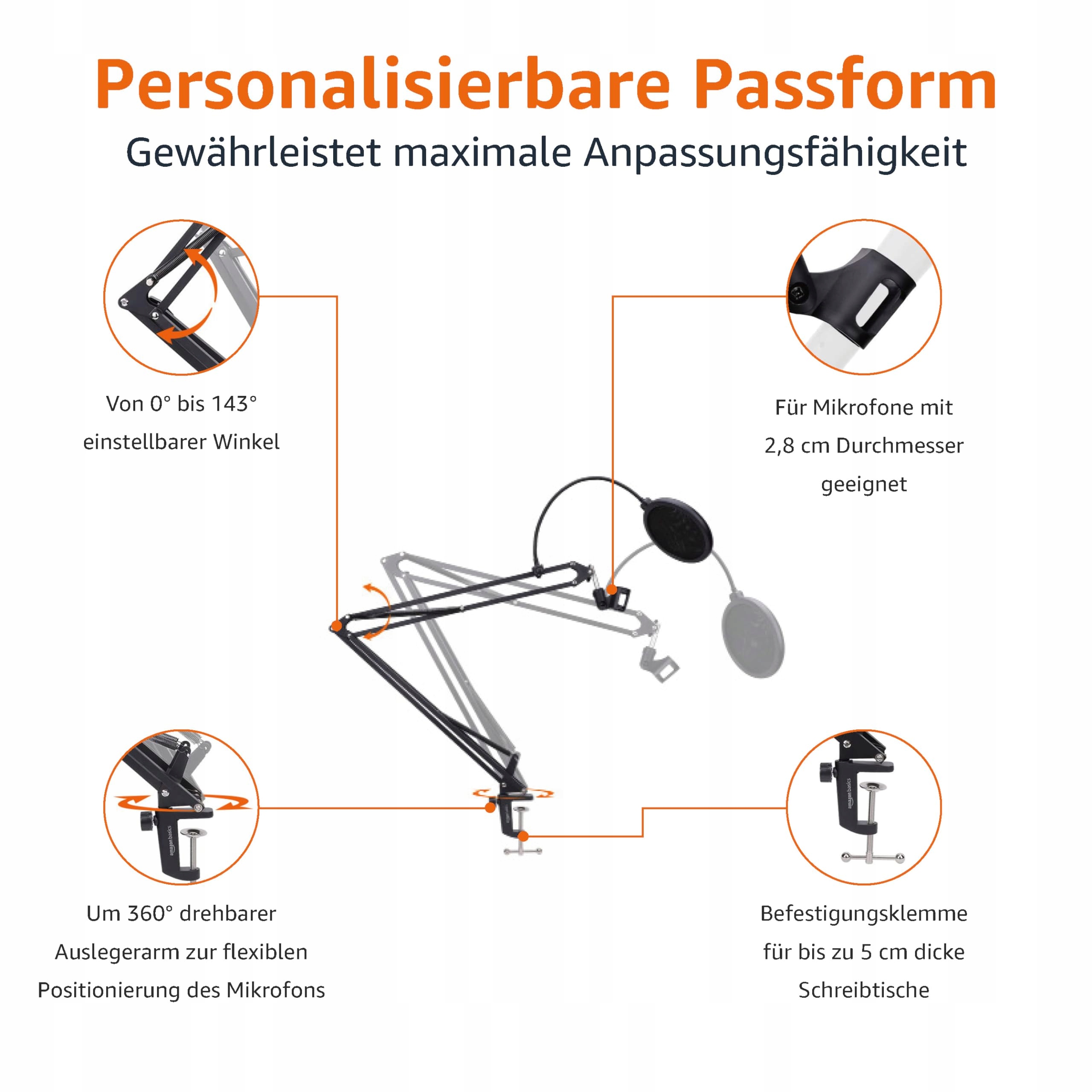 BASICS Statyw Mikrofonowy Z Popfiltrem Do Blue Yeti Snowball HyperX — miniatura 2