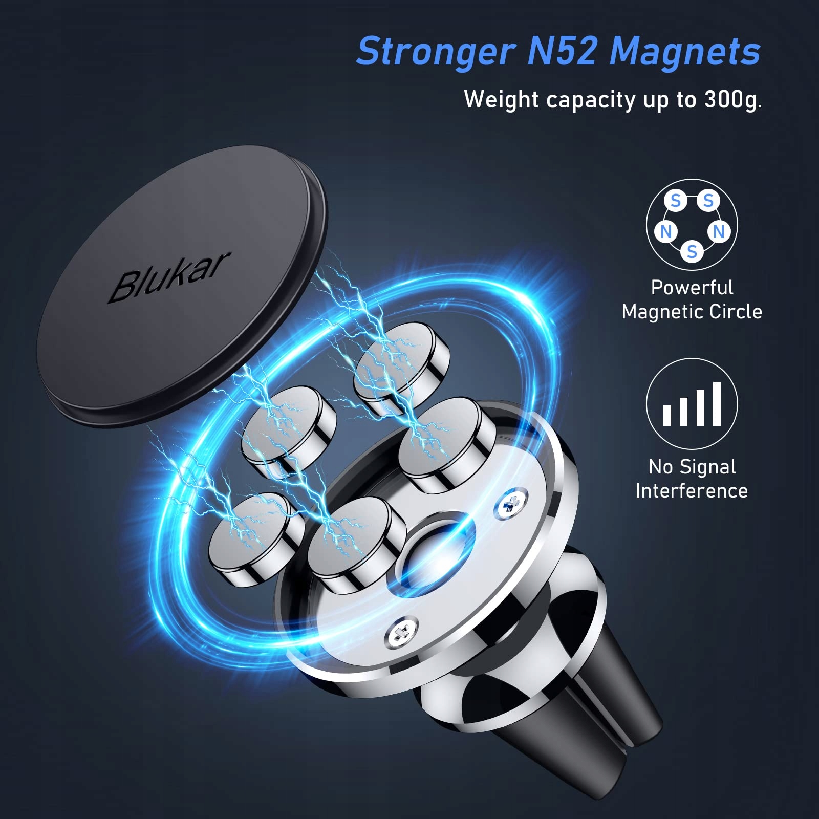 BLUKAR Uchwyt Samochodowy Magnetyczny 360° Do Telefonu iPhone Galaxy Mate — miniatura 2
