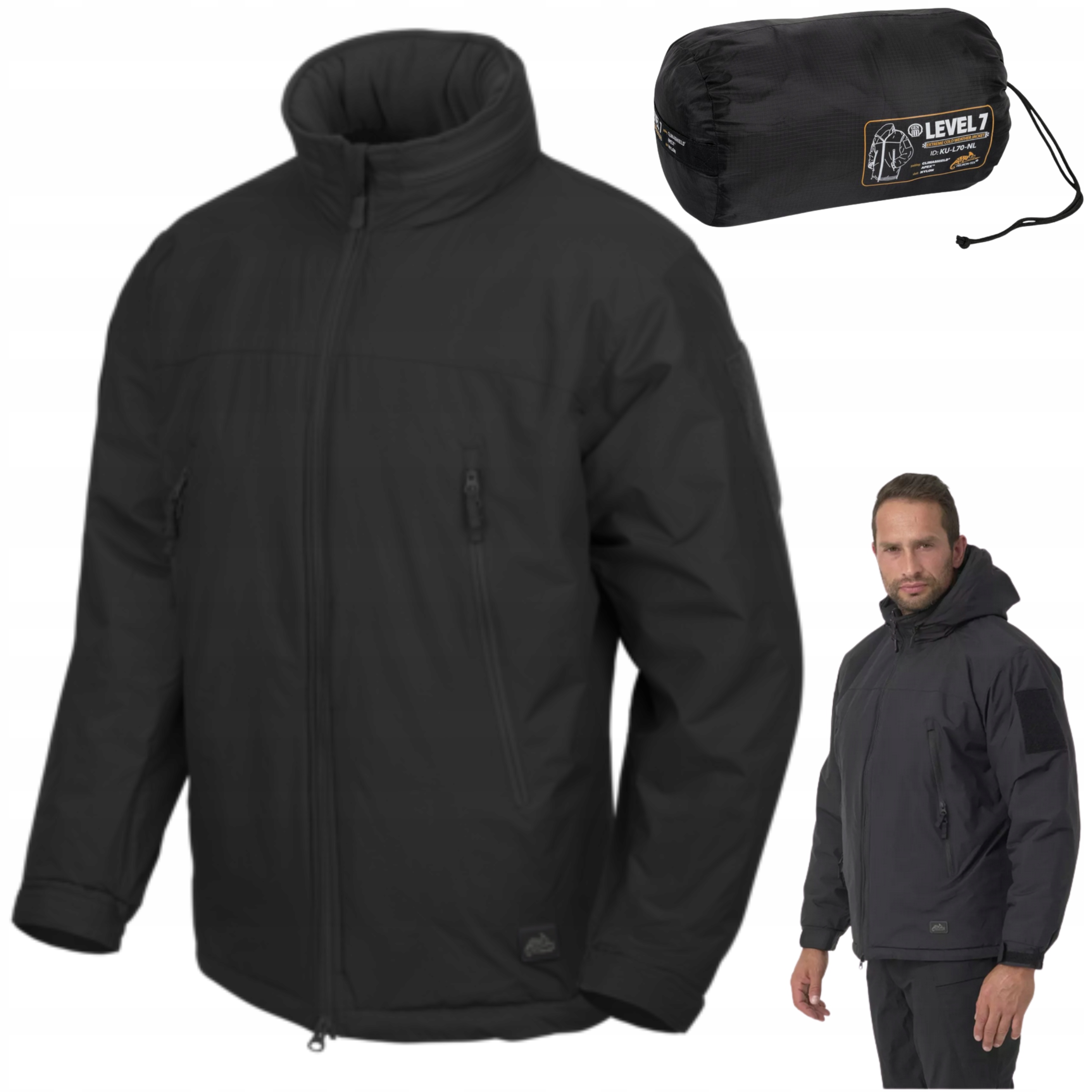 Péřová Bunda Meska Zimní Černá Level 7 Kapuce Climashield Apex 100G 2XL