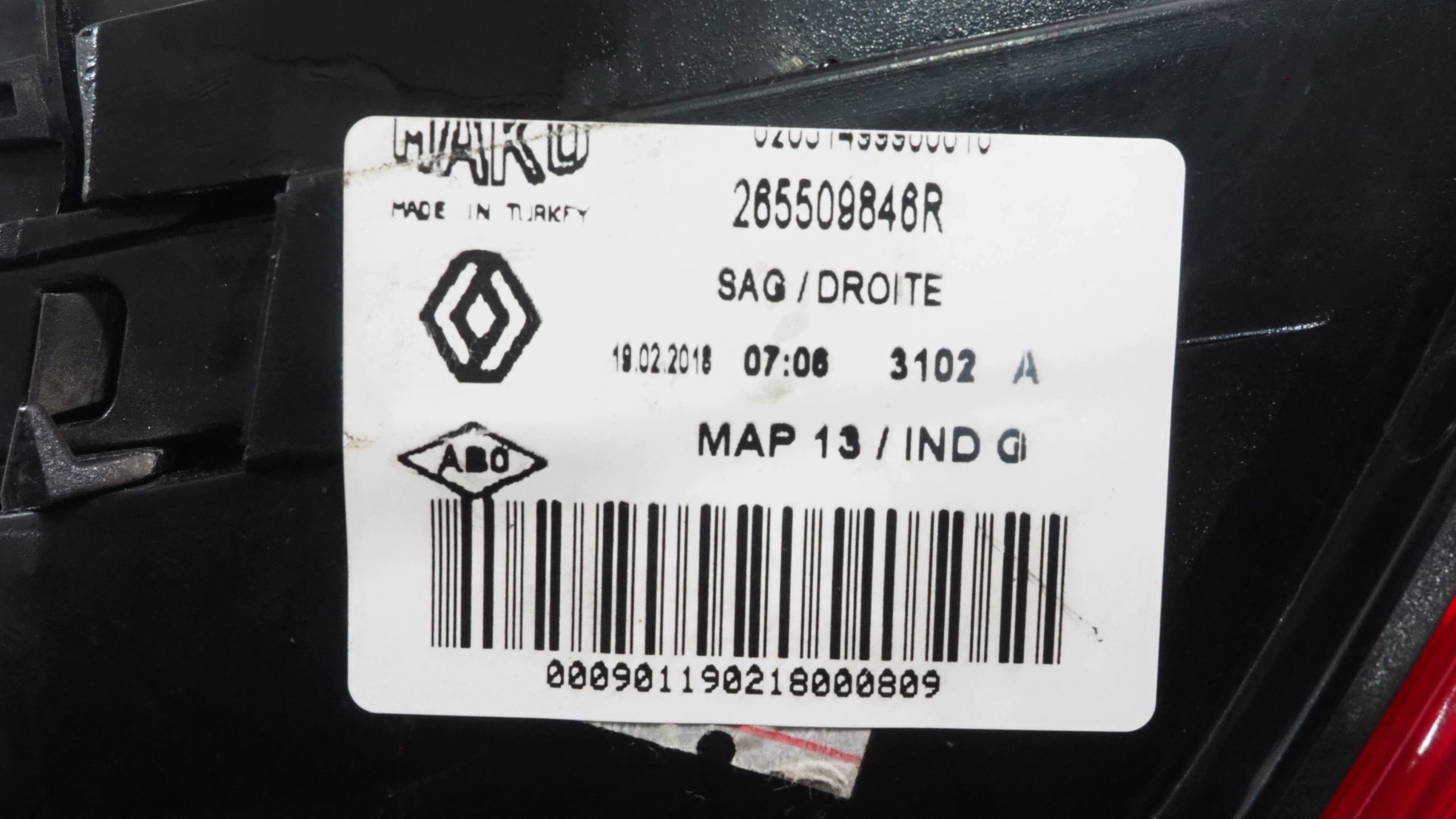 Renault Clio IV HB light right rear part 265509846R