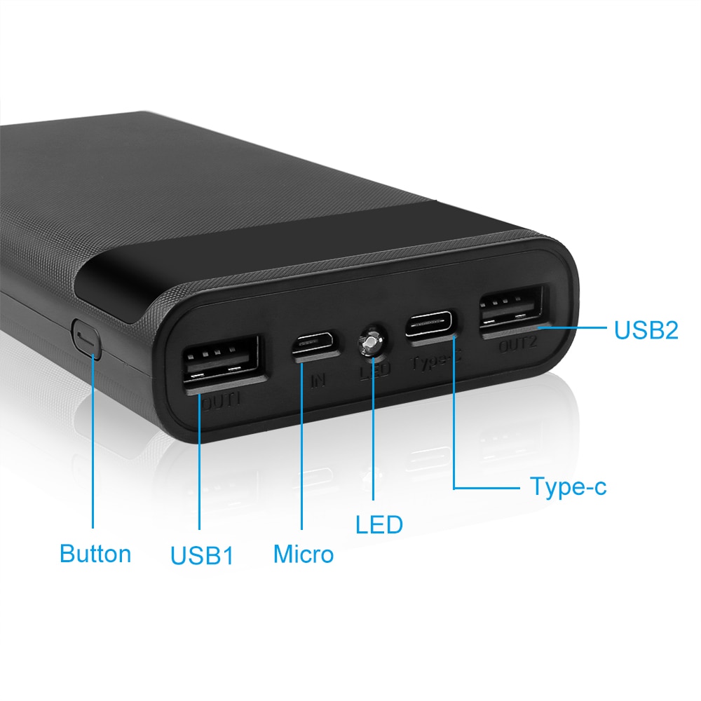 kebidumei Dual USB Micro USB Type C Power Bank Marka Inna