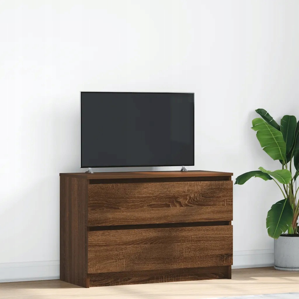 vidaXL Szafka Rtv Brązowy Dąb 80x35x54 cm Drewno klejone