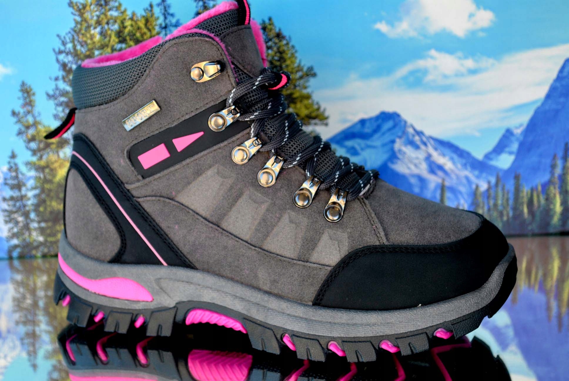 BUTY ZIMOWE OUTDOOR TREKINGI ŚNIEGOWCE TURYSTYCZNE SPORT MŁODZIEŻOWO DAMSKI Marka inna