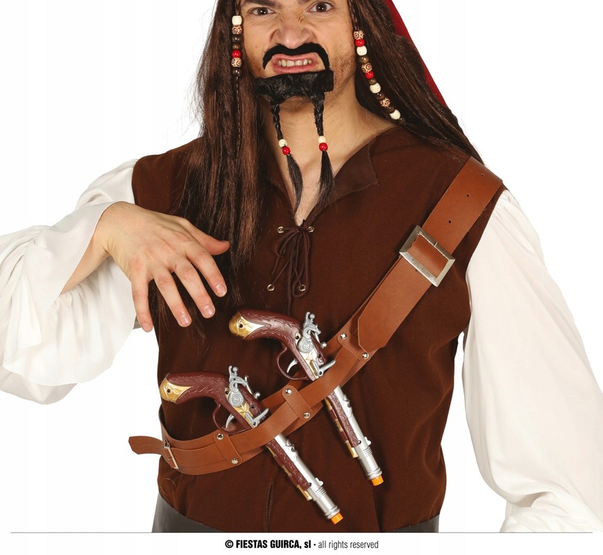 PAS PIRACKI Z DWOMA PISTOLETAMI BRĄZOWY JACK SPARROW
