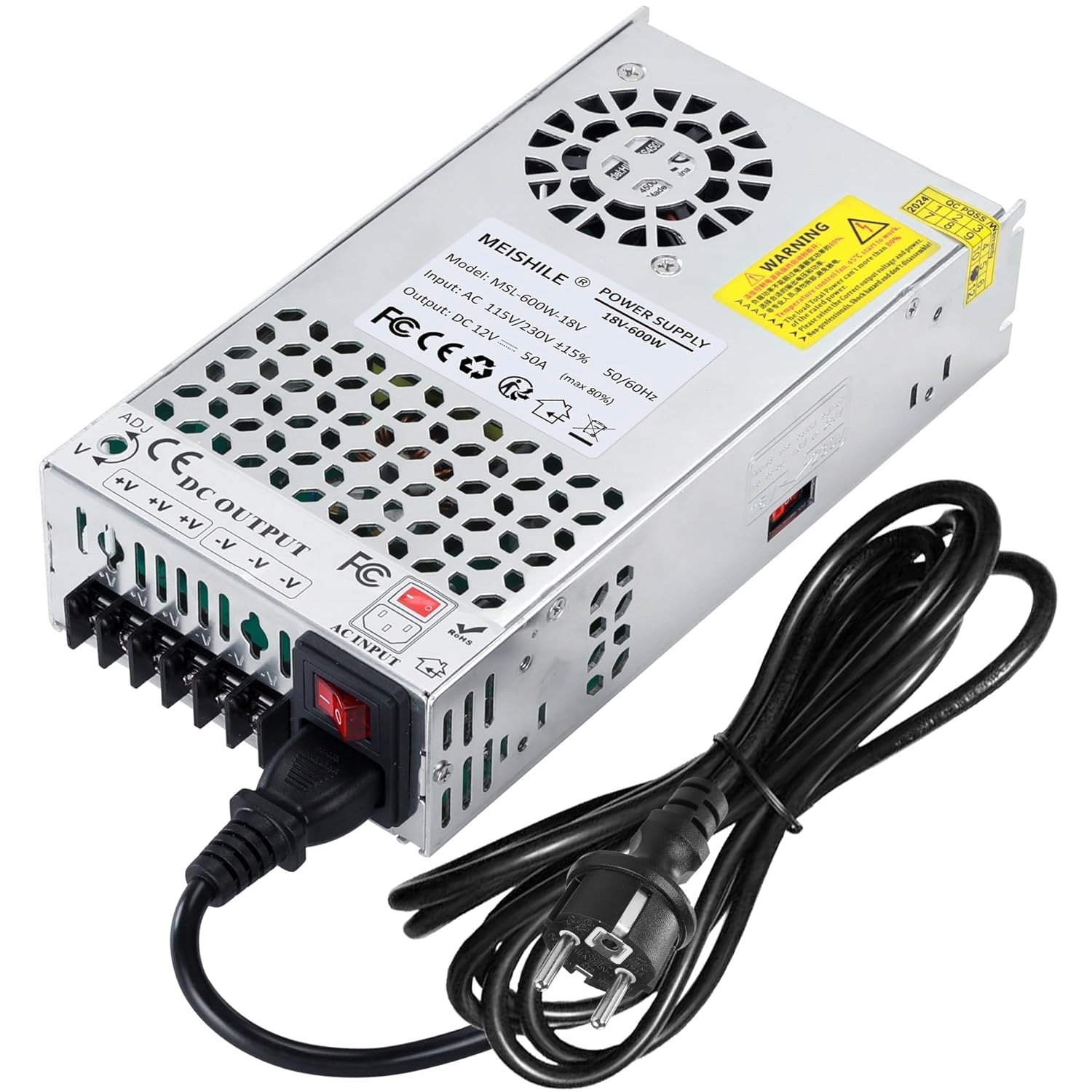 Impulsní napájecí zdroj 18 V 33,3 A 600 W, zvyšující napětí z 230 V na 18 V