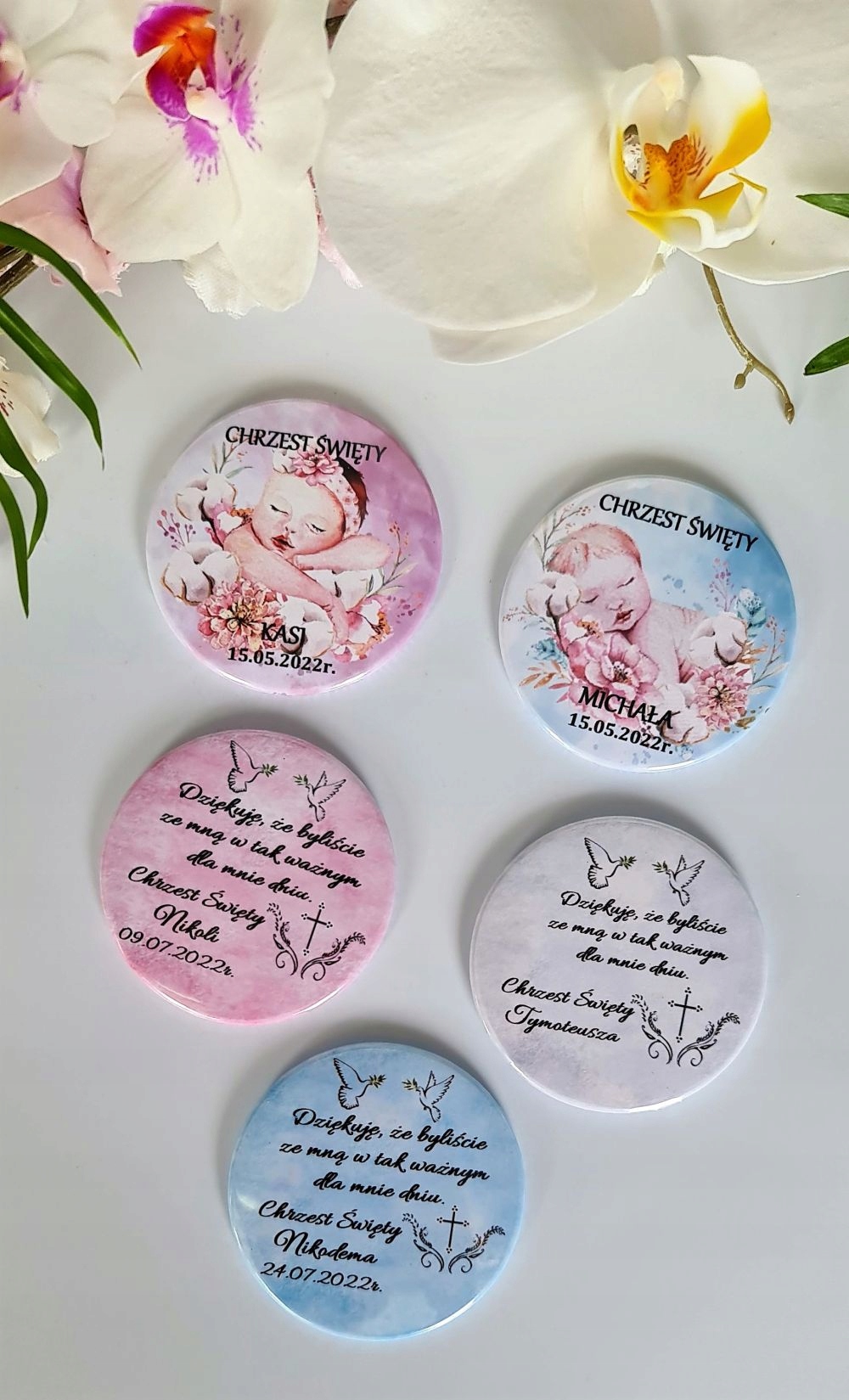PODZIĘKOWANIE MAGNESY RODZAJE CHRZEST ROCZEK Przeznaczenie dla gości