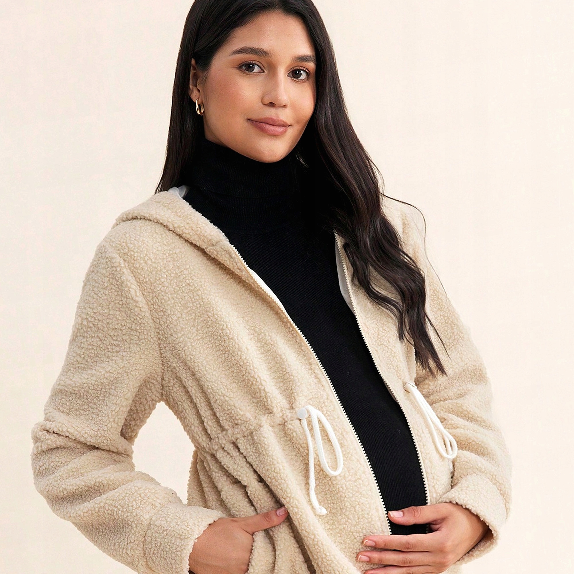 Každodenní bunda S Kapucí Jarní Camel Těhotná dámská M 38