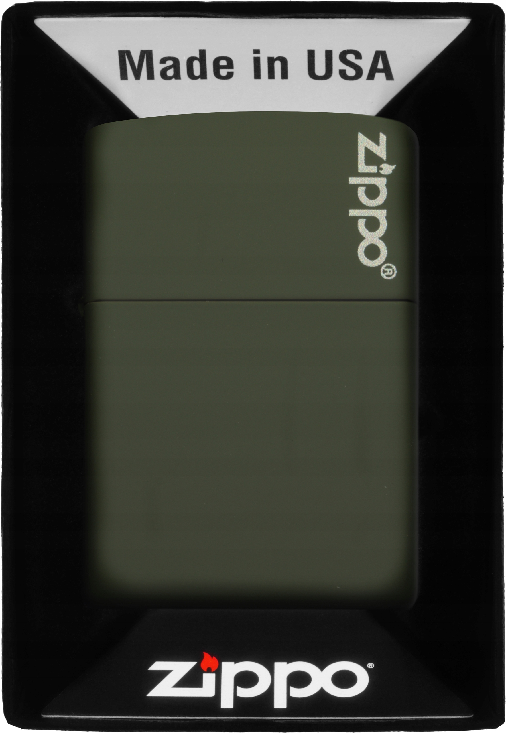 Zapalovač Zippo Green Matte Logo 60001568 Větruodolný benzínový