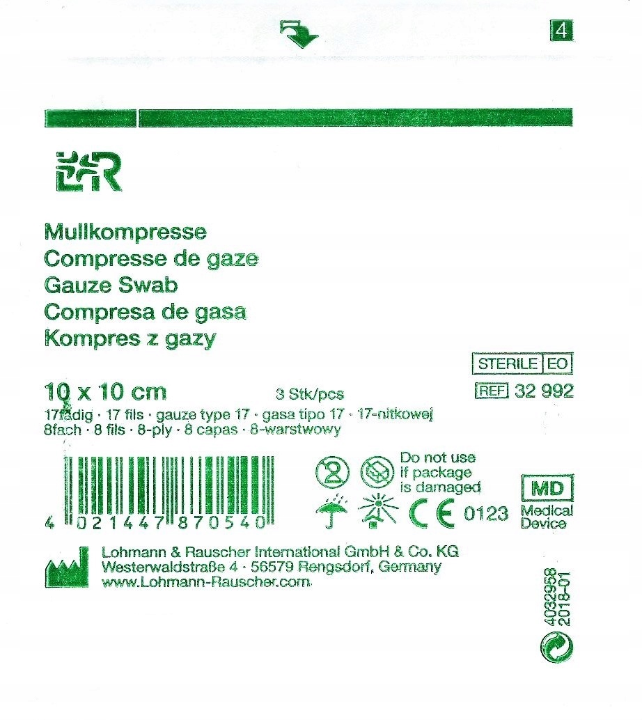 

L&r Kompresy z gazy 10x 10cm 3szt 17n 8w jał