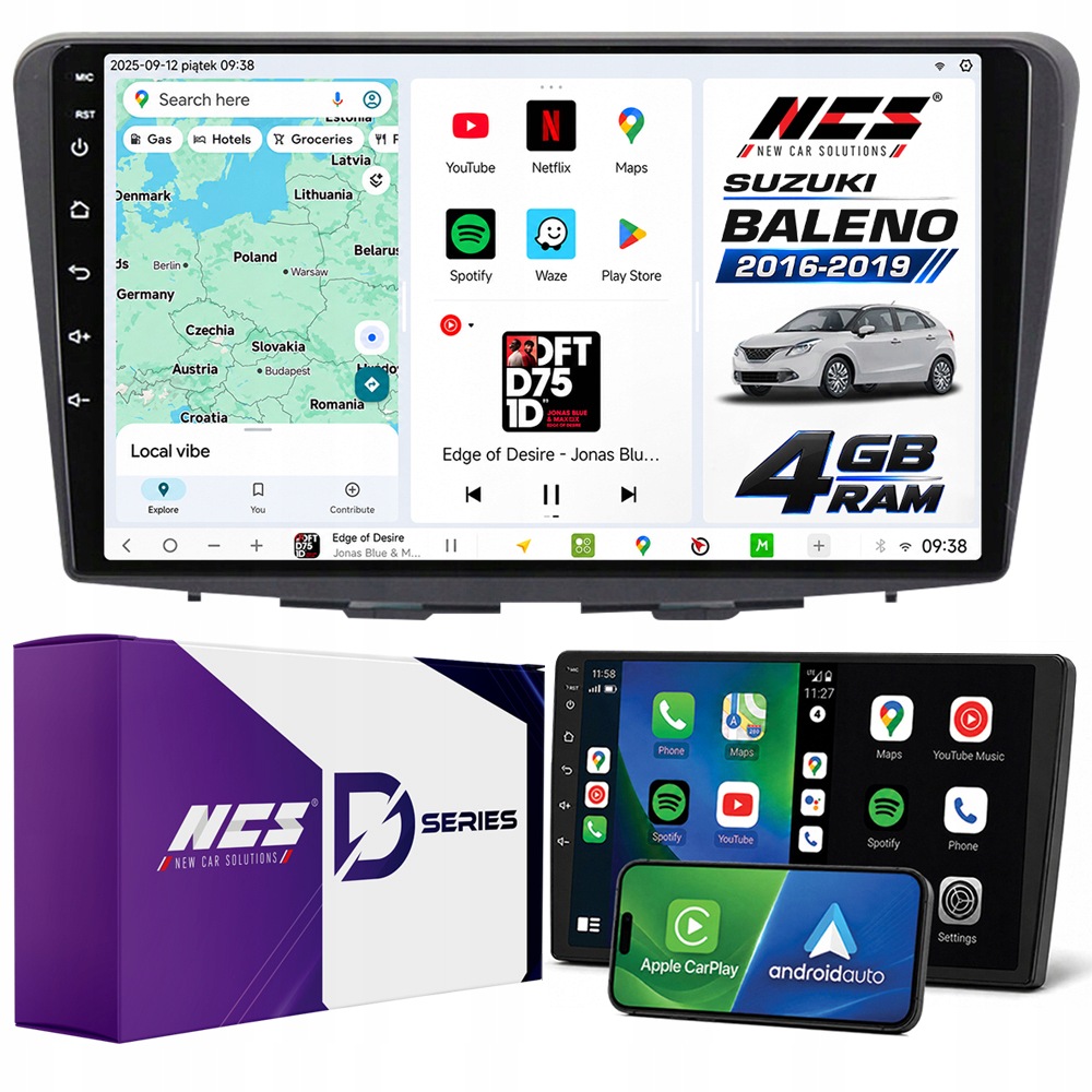 Autorádio Ncs D9 Suzuki Baleno 2016-2019 Android Navigace 4GB Lte